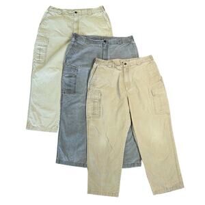 3 pairs L.L. BEAN COMFORT WAIST Men’s Gray Khaki Tan Cargo Pants